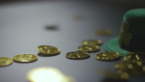 Studio-Shot-Of-Green-Leprechaun-Top-Hat-And-Falling-Gold-Coins-To-Celebrate-St-Patricks-Day-1