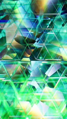 abstract geometric pattern with green metallic shapes