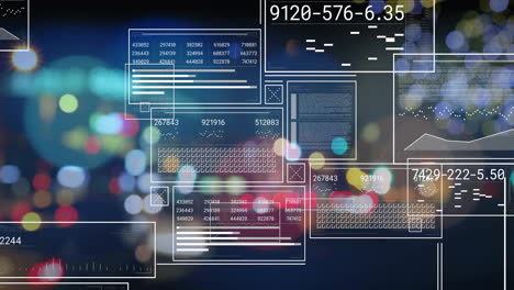 animation of data processing over cars on street with bokeh