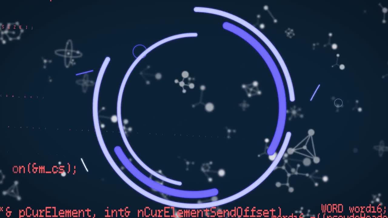 formas azules abstractas sobre el procesamiento de datos y estructuras moleculares flotando contra un fondo azul