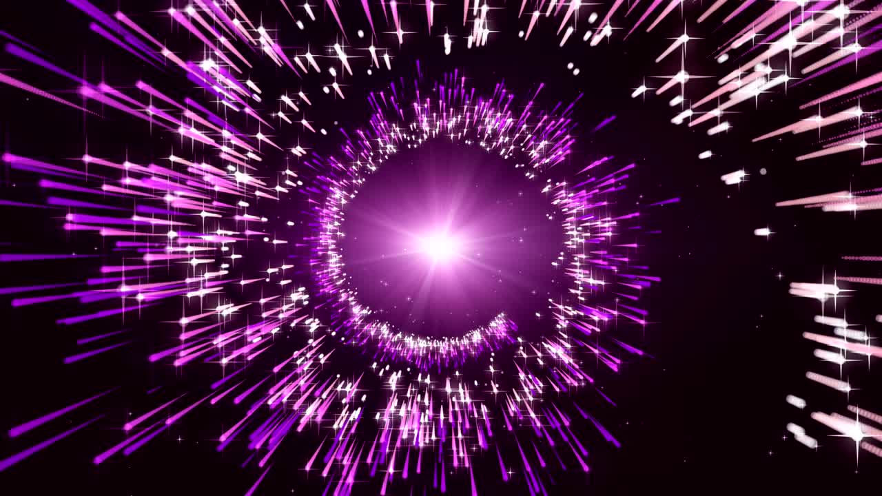 fondo animado, de color púrpura oscuro o negro, que muestra la distribución de rosa claro, blanco, púrpura con una estrella estrellada. giro continuo.