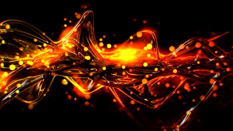 abstract futuristic golden red and yellow molten glass waves and ripple