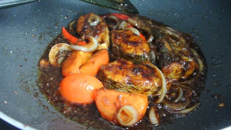 Fried-Spanish-mackerels-fish-cooked-with-black-soy-sauce