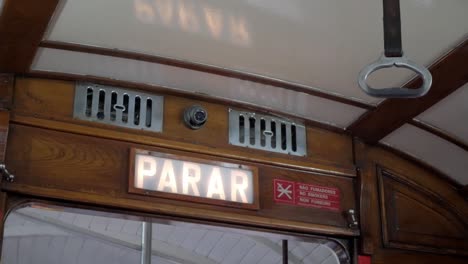 lisbon historical cable tram next stop announcement sign flashing