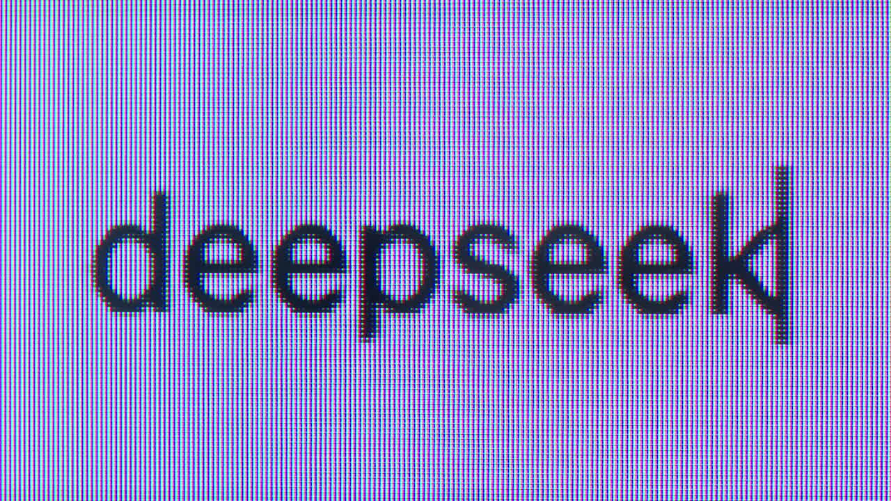 Deepseek text on a pixelated computer screen
