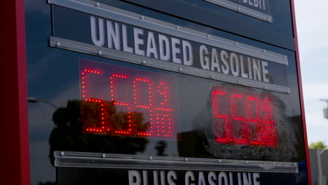 Altos-Precios-De-La-Gasolina-En-Un-Cartel-De-Gasolinera,-$5