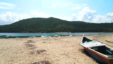 Devbag-beach-drone-moving-closer-to-river-in-Malvan