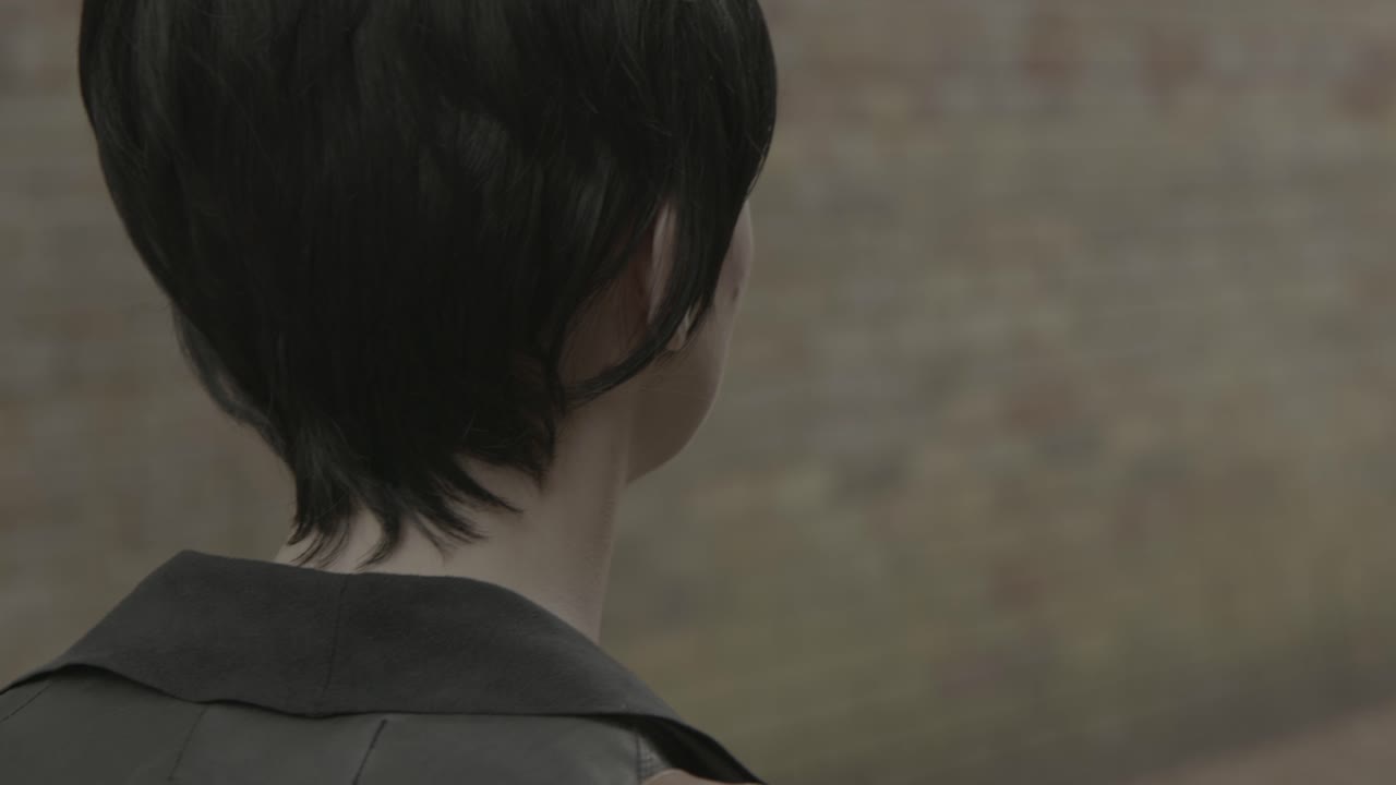 Close up of woman walking nervously down an ally way.