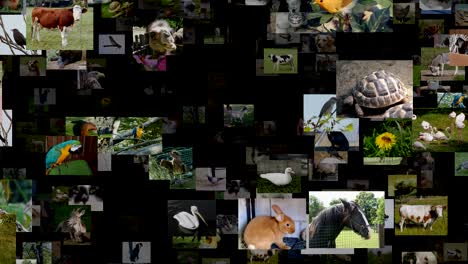 flujo de fotos de animales moviéndose hacia arriba, bucle sin costuras