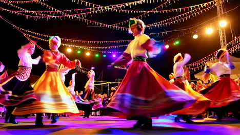 colorful traditional dance performance at night