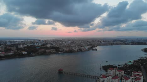 sunset at the old port and town of mombasa