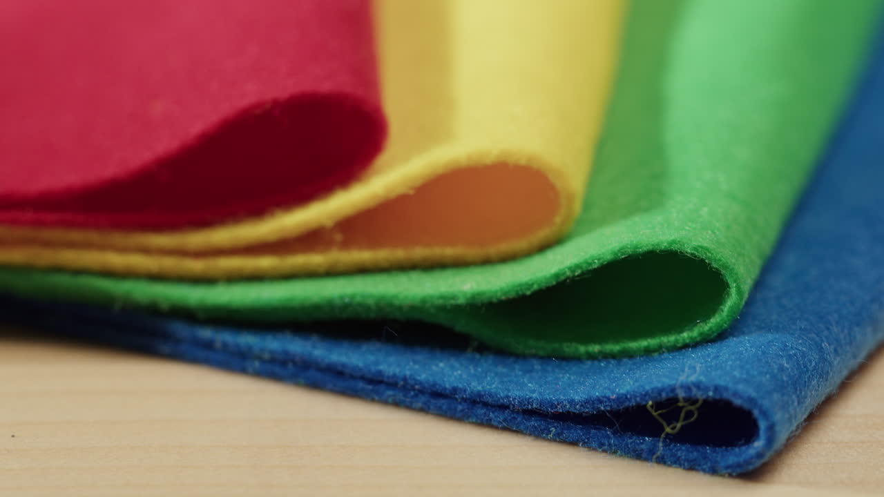 Close-up of colorful felt fabrics