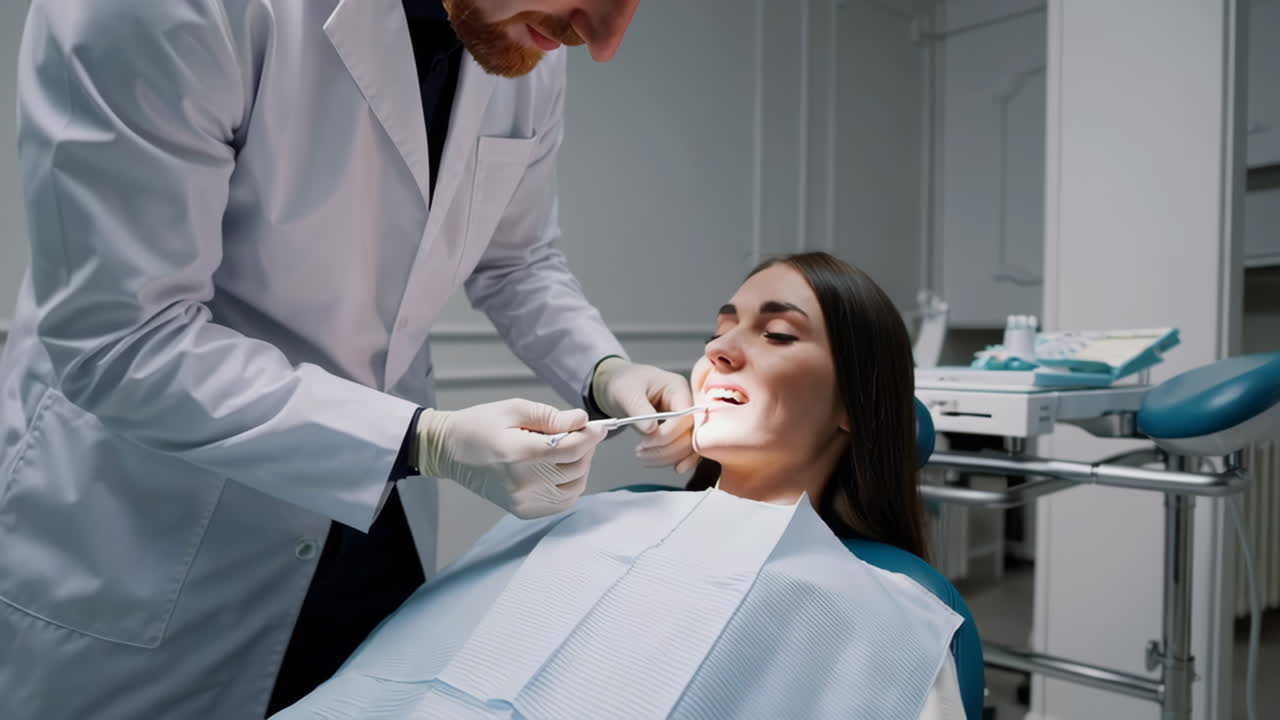 dentista examinando os dentes do paciente
