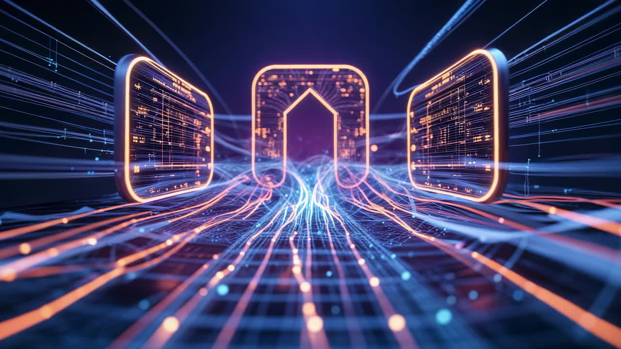 Abstract Digital Data Flow and Technology Network