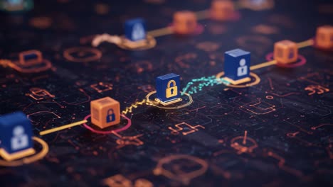 Visualizing Cybersecurity Networks: A Dynamic Exploration of Data Protection Techniques and Secure Information Flow in a Digital Landscape with Lock Symbols
