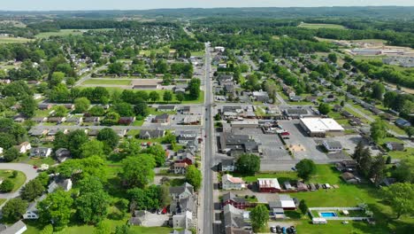 A-drone-pulls-an-aerial-view-of-the-town-of-Willow-Street-Pennsylvania