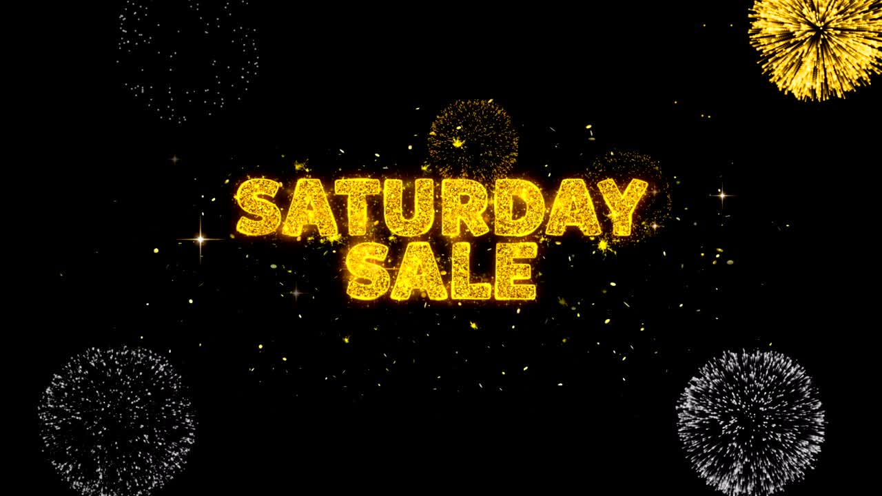 el texto de la venta del sábado revela fuegos artificiales de partículas de oro brillantes.