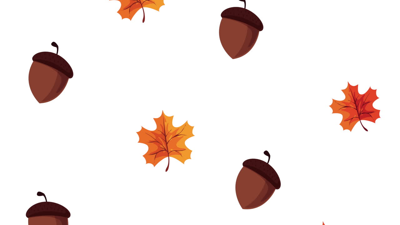 Autumn Pattern with Maple Leaves and Acorns