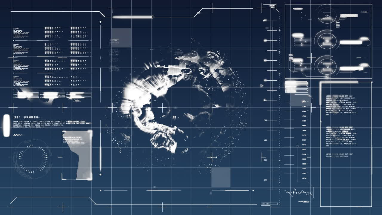 Digital globe in a screen with graphs and statistics