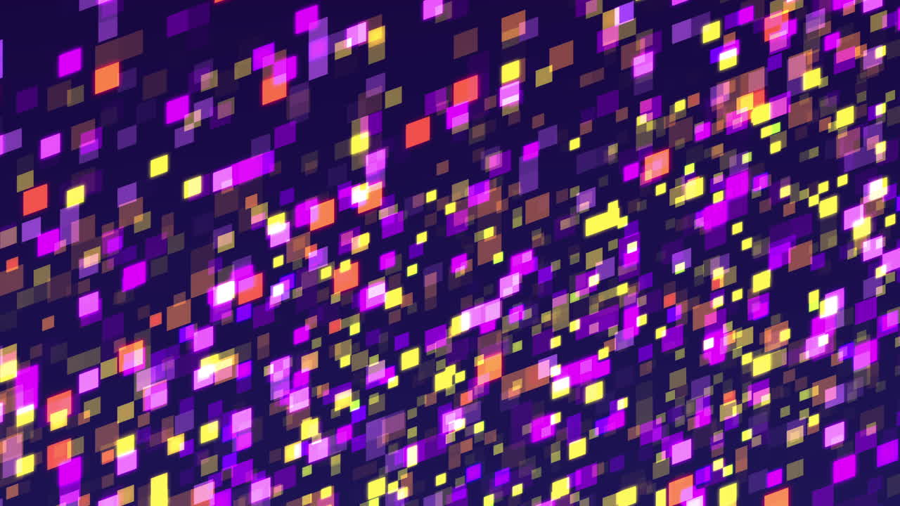 bloques luminosos que parpadean al azar en tonos púrpuras