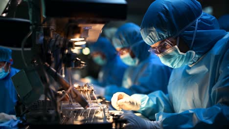 medical professionals conduct laboratory work during evening hours