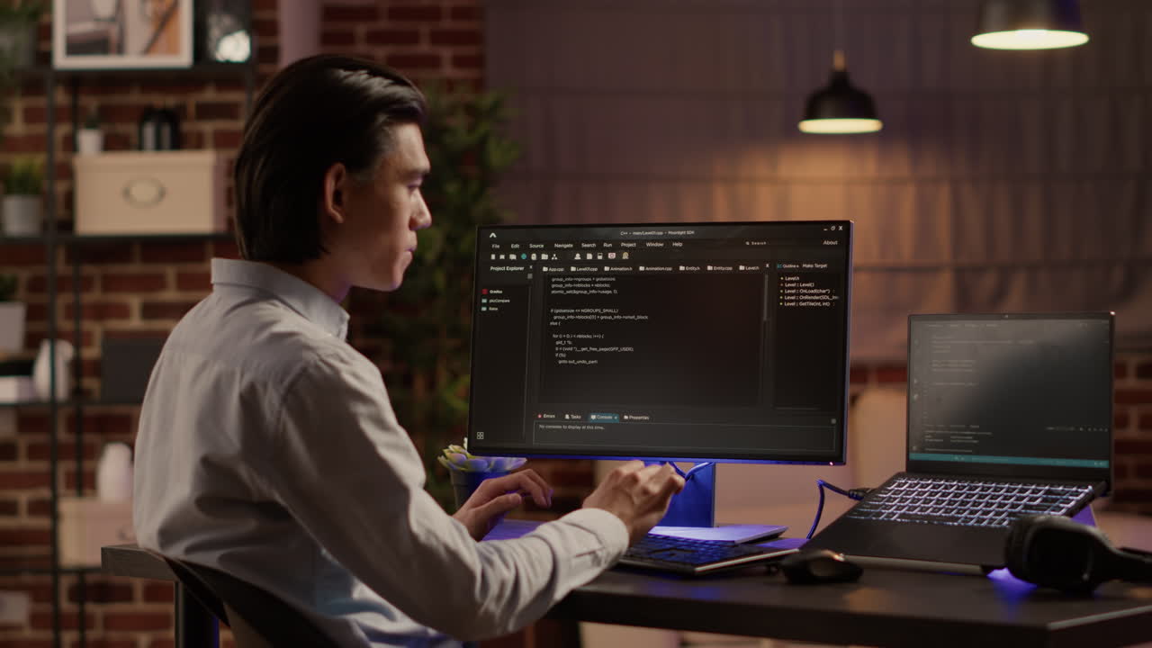 Man Coding at His Home Office