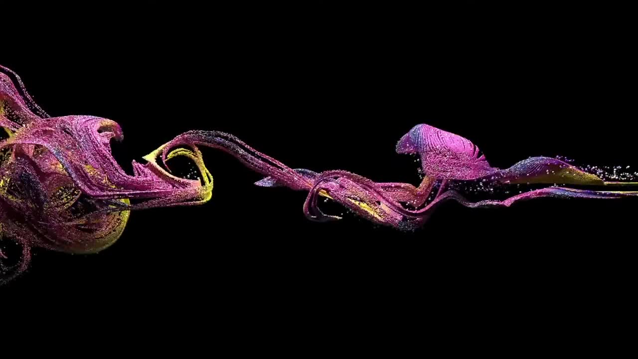 эпический блеск многоцветная 3d-анимация, 3d-рендеринг в металлических ярких флуоресцентных цветах, медленное движение