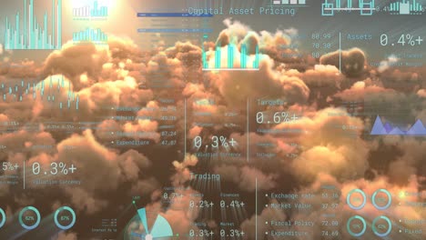 animation of financial data processing over clouds