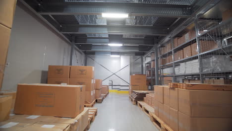 warehouse cold storage facility with cardboard boxes