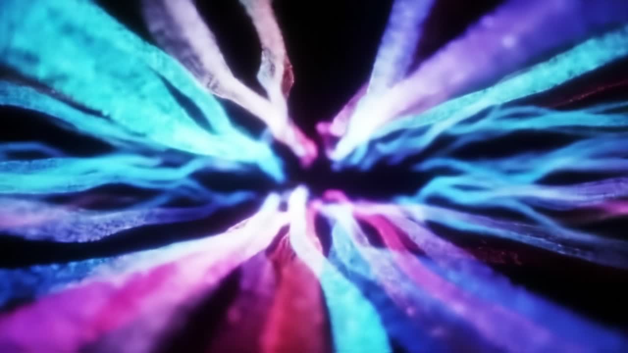 A Vivid Exploration of Dynamic Light Patterns in Motion, Featuring an Array of Colorful Strands that Intertwine and Emanate Energy in Mesmerizing Depth and Contrast