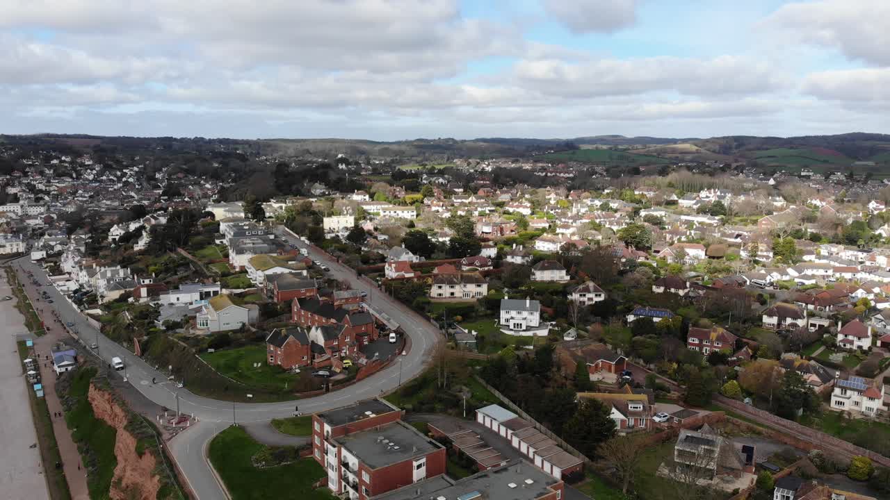 Aerial View Over Budleigh Salterton Town In East Devon