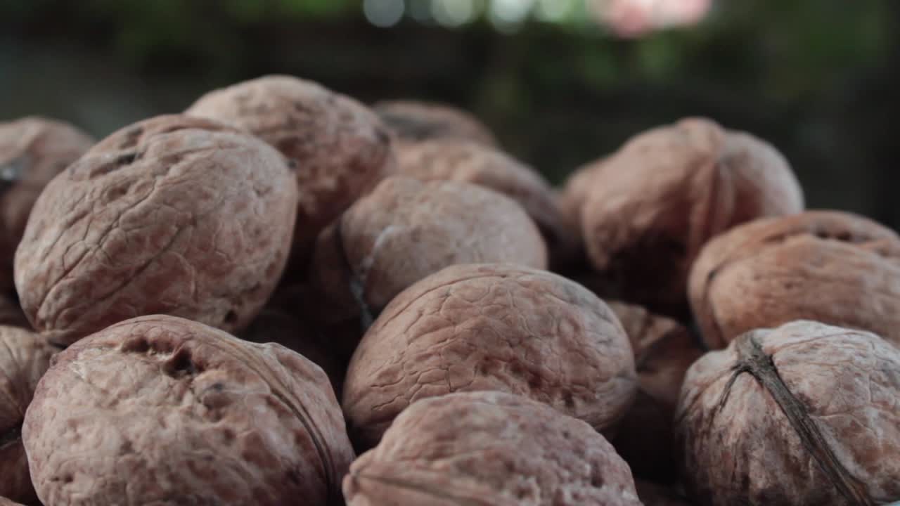 las nueces se están reuniendo.