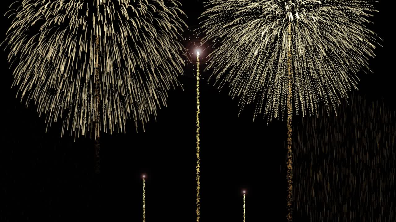 Animazione di fuochi d'artificio con augurio festivo di Capodanno
