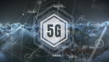 5g-Umgeben-Von-Sechseck-Auf-Grauem-Hintergrund-4k