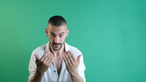 man gestures chroma key