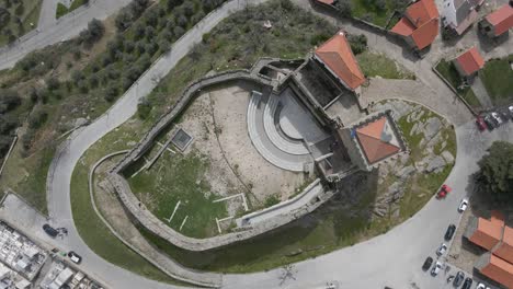 Aerial-view-of-the-castle-of-Belmont-on-the-historical-Portuguese-village-of-Belmonte