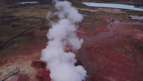 sulfur vapor smoke coming out of a chimney vent in an icelandic geothermal area