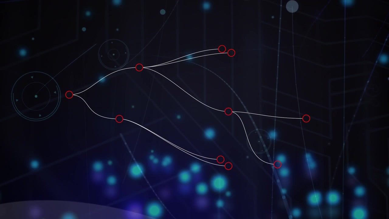 Animation of network of connections on blue background