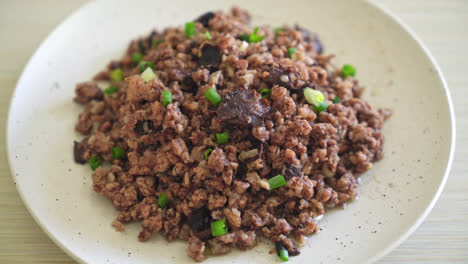 stir-fried chinese olives with minced pork - asian food style