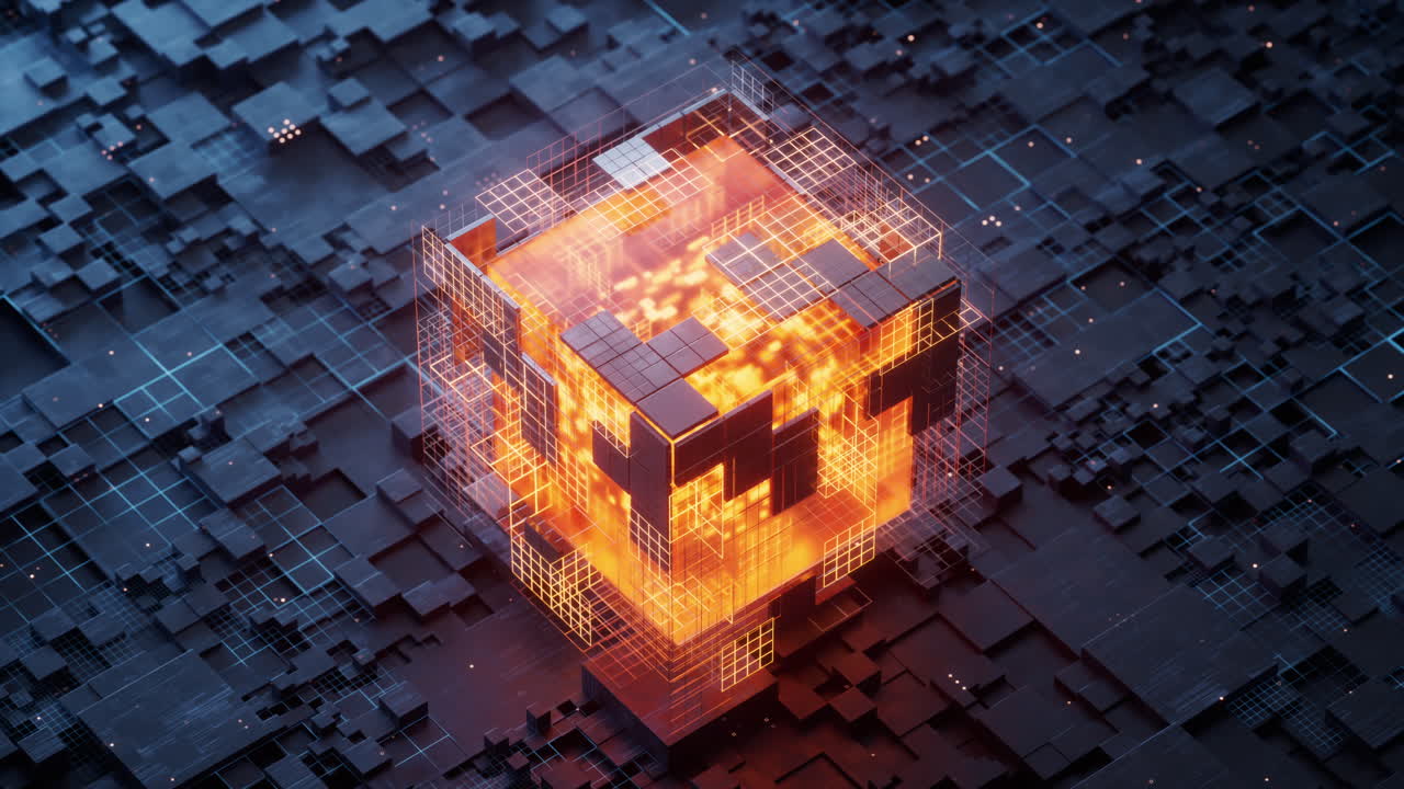 tecnología de la placa de circuitos y el núcleo, renderización 3d.