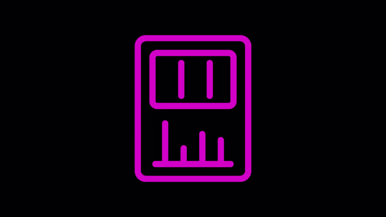 Ícone Animado de Reprodutor de Vídeo Móvel Magenta com Gráfico de Barras