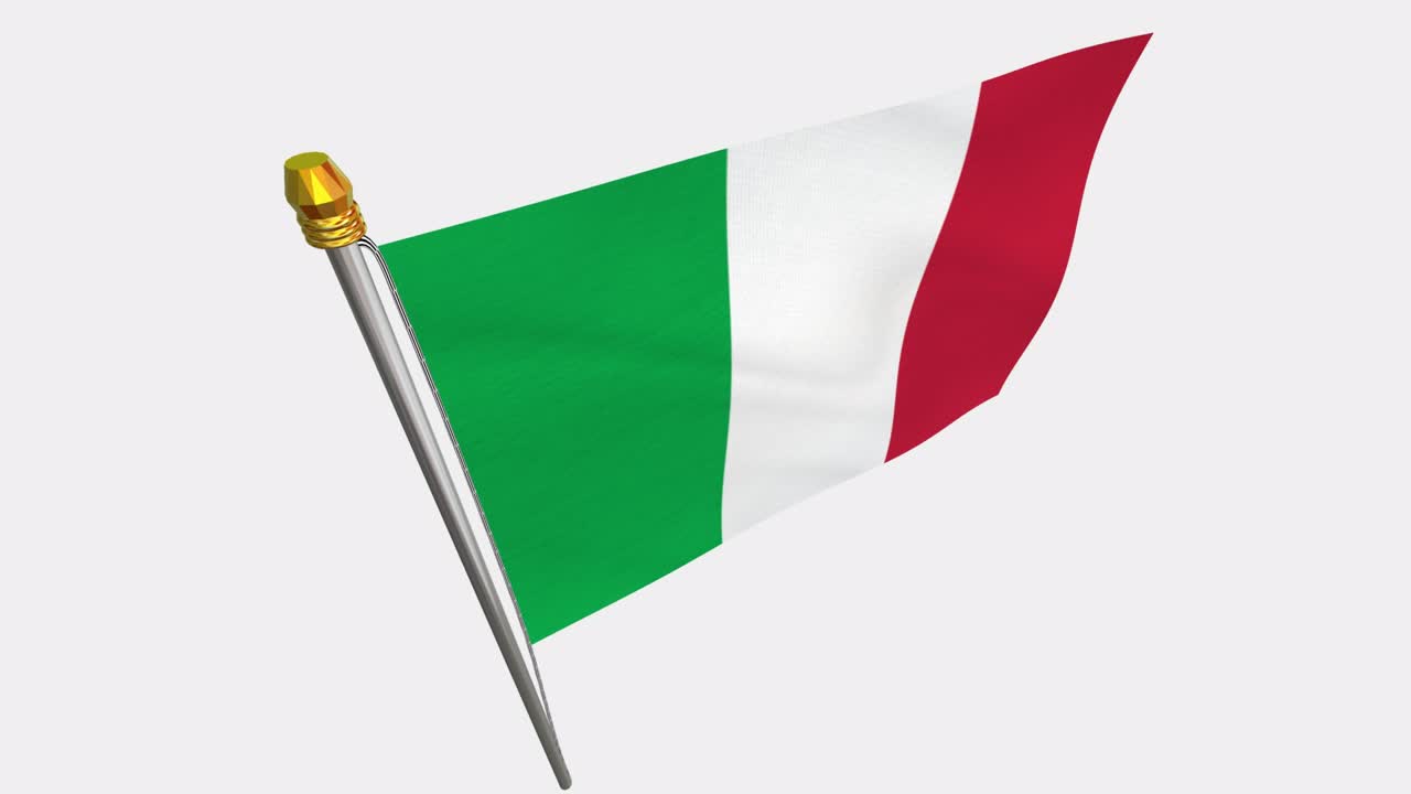 Un video in loop con canale alfa della bandiera italiana con sfondo trasparente