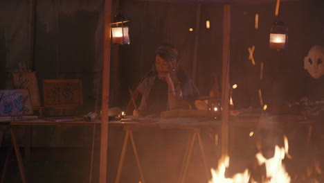 ancient scribe at night