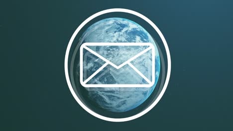 Animation-of-envelope-mail-icon-over-planet-earth