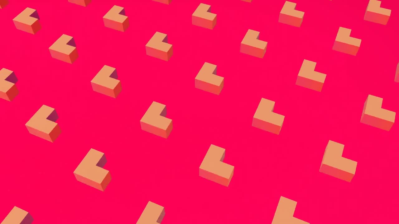 빨간색 배경에서 움직이는 3d 형태