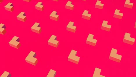 formas 3d que se mueven en fondo rojo