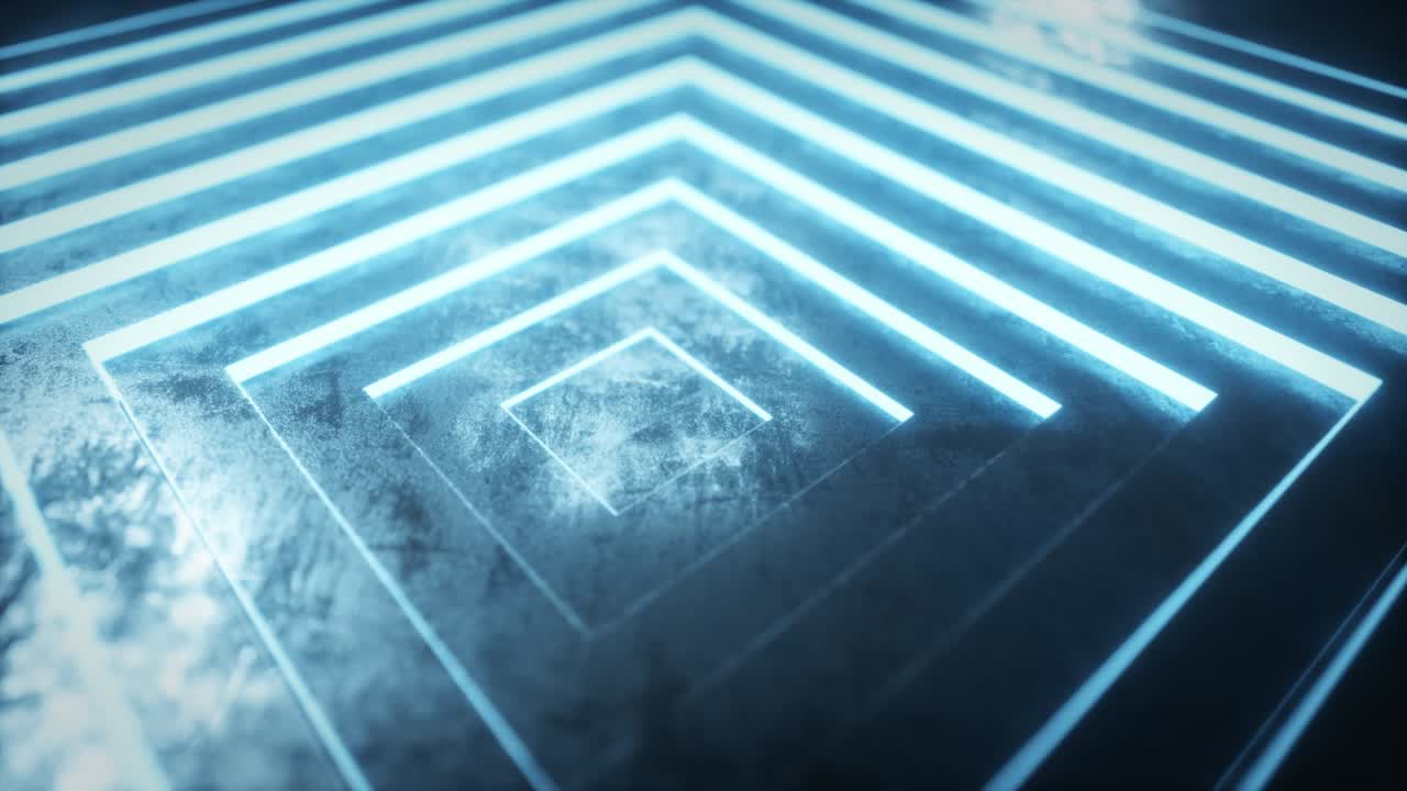 Abstract luminous metalic cubic surface in motion