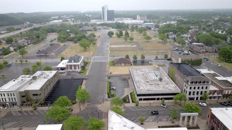 downtown michigan city, indiana with drone video moving sideways