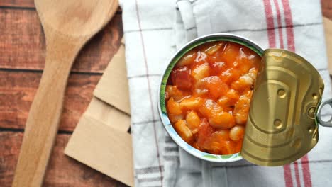 open can of canned beans