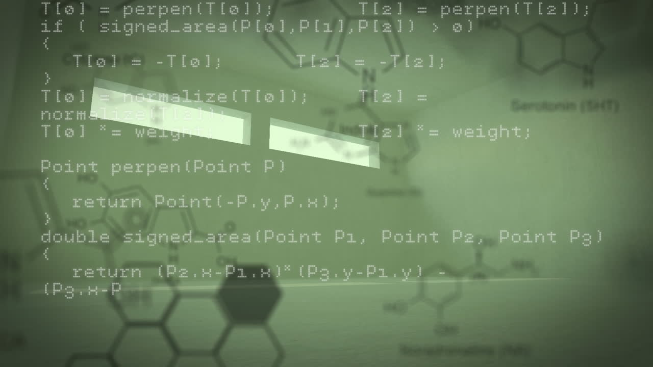 Animation of data processing over green background